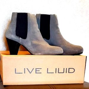 Gray suede booties